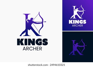 Letter K King Archer Logo Template represents precision and authority, perfect for archery-related ventures.