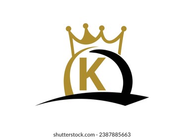 Letter K King Crown Logo Design Vector Template.