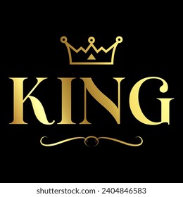letter K and king icon with gold color vector illustration.