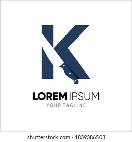 Letter-K-Knife-Logo-Design-Vektorgrafik