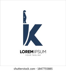 Letter K Knife Logo Design Vector