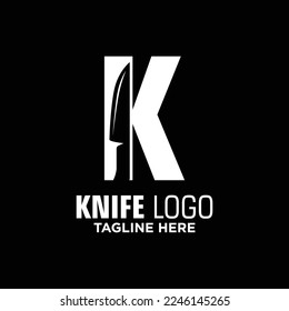 Letter K Knife Logo Design Template Inspiration, Vector Illustration.