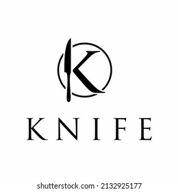 Letter K knife Logo Template