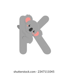 Letter K. Koala. Alphabet for children. Vector graphics in flat cartoon style