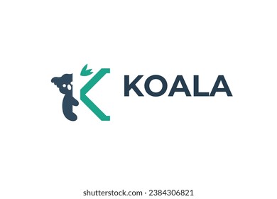 diseño de logotipo de plantilla de vector de letra k koala
