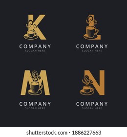 Letter K L M and N with abstract coffee cup logo template