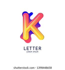 The letter K of the Latin alphabet. Display character in a bright contemporary style. Vector illustration
