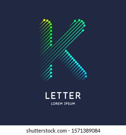 The letter K of the Latin alphabet. Display character in a bright contemporary style. Vector illustration
