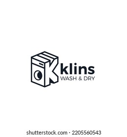 Letter K Laundry Machine Logo 3D Icon Vector. Washing Machine Logo Identity for Branding, Business, Wash, Fasion and Laundry logo