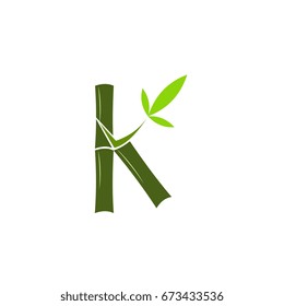 letter k with leaf and bamboo logo