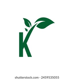Letra K Leaf Branch logo icono Vector Plantilla.eps