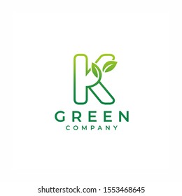 Letter K Leaf Growing Buds, Shoots Logo Vector Icon