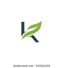 letter K leaf logo, abstract, minimalist