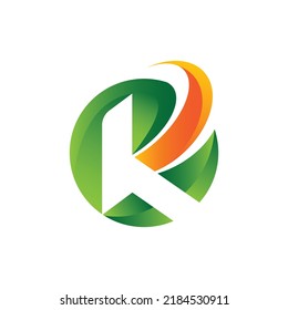 logotipo de letra K leaf, letra K y hoja, logotipo combinado, logotipo de letra inicial K con logotipo de lujo hoja. Diseño vectorial de plantilla de logotipo de hoja verde.