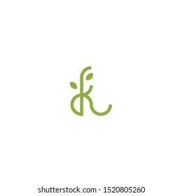 Letter K With Leaf Logo Design Template. Green, Nature, Plant Vector