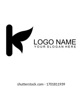 Letter K Leaf Logo Design Vector