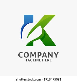 Letter K leaf logo design