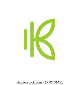 letter K leaf logo design vector sign
