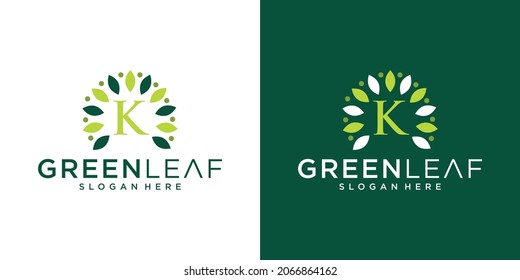 Letter K Leaf Logo Design