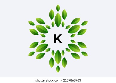 LETTER K AND LEAF LOGO DESIGN