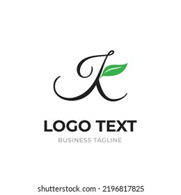 Concepto de diseño del logotipo de la hoja de letras K