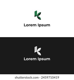 letter k and leaf logo design concept.nature logo design.suitable for agricultural company