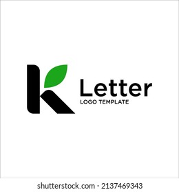 Letter K with leaf logo icon design template elements.