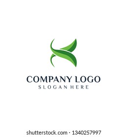 Letter K With Leaf Logo Template Design - Vector