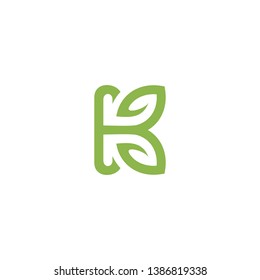 Letter K Leaf Logo Template