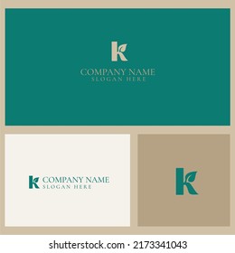 Letter K with leaf logo vector concept element; Letter K logo with organic leaf. Best of letter K nature logo concept for your business.