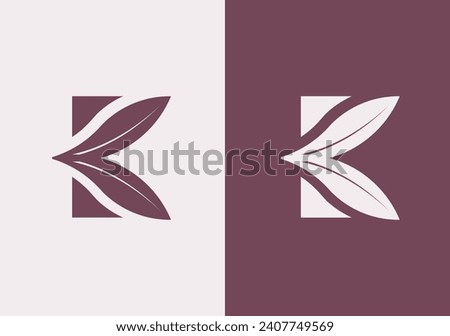  letter K with leaf logo vector concept element, letter K logo with Organic leaf  k Stock fotó © 