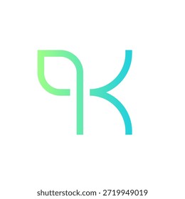 Letra K hoja diseño de logotipo minimalista moderno