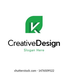 Letter K Leaf Naturally Creative Logo