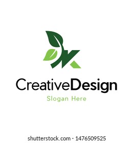Letter K Leaf Naturally Creative Logo
