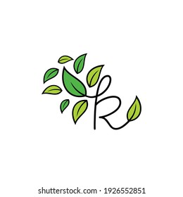Letter K Leaf Tree Nature Logo Design Vector