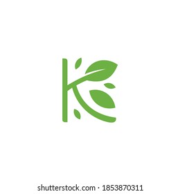 letter K leaf vector illustration template