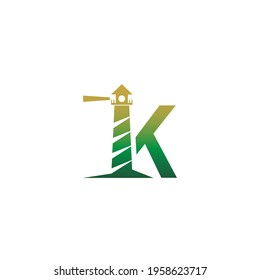 Letter K with lighthouse icon logo design template vector 