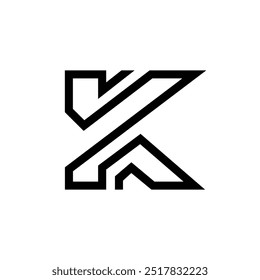 Letter K line art shape with simple minimal modern logo idea