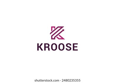 Letter k line art technological modern logo