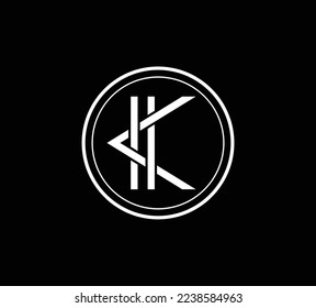 Letter K line logo design.Letter K logo or KK initials two modern monogram symbol. Premium business logotype. Linear creative minimal monochrome monogram symbol vector eps 10