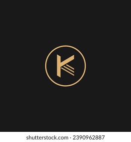 letter K line logo vector, K circle concept icon,
