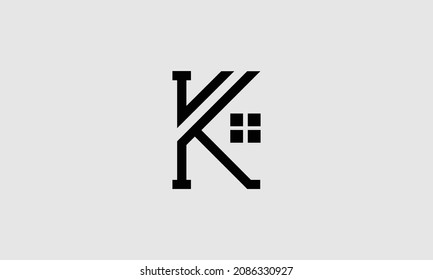 Diseño de vectores con el logotipo de las líneas K. Icono de carta creativa con líneas negras.
