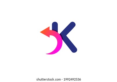 letter K linked combine stylish trendy arrow logo