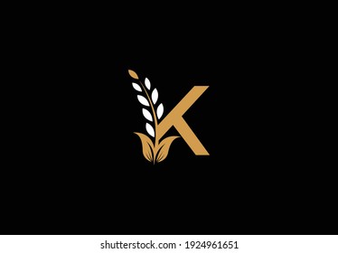 Letra K logotipo de monograma Laurel vinculado