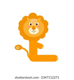 Letter K. Lion. Alphabet for children. Vector graphics in flat cartoon style