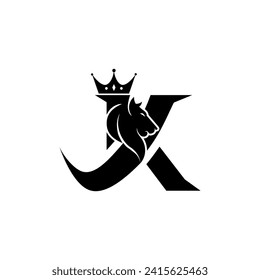 Letter K lion with kings crown classic typography royal abstract monogram logo