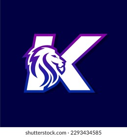 Letter K Lion Logo Design, Gaming Sport Icon