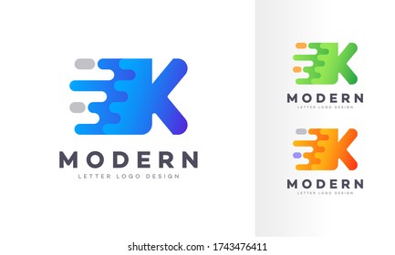 Letra K líquido abstracta ilustración de diseño de logotipo geométrico abstracto. Elementos de gradiente fluido. Futurista diseño de logotipo de empresa dinámico de moda. Plantilla EPS vectorial.