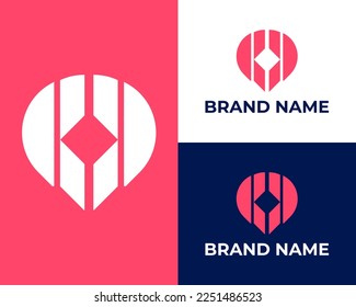 Signo de diseño del logotipo de ubicación de letra K