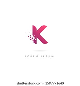 Letter K logo. Alphabet logotype vector design with dots element.